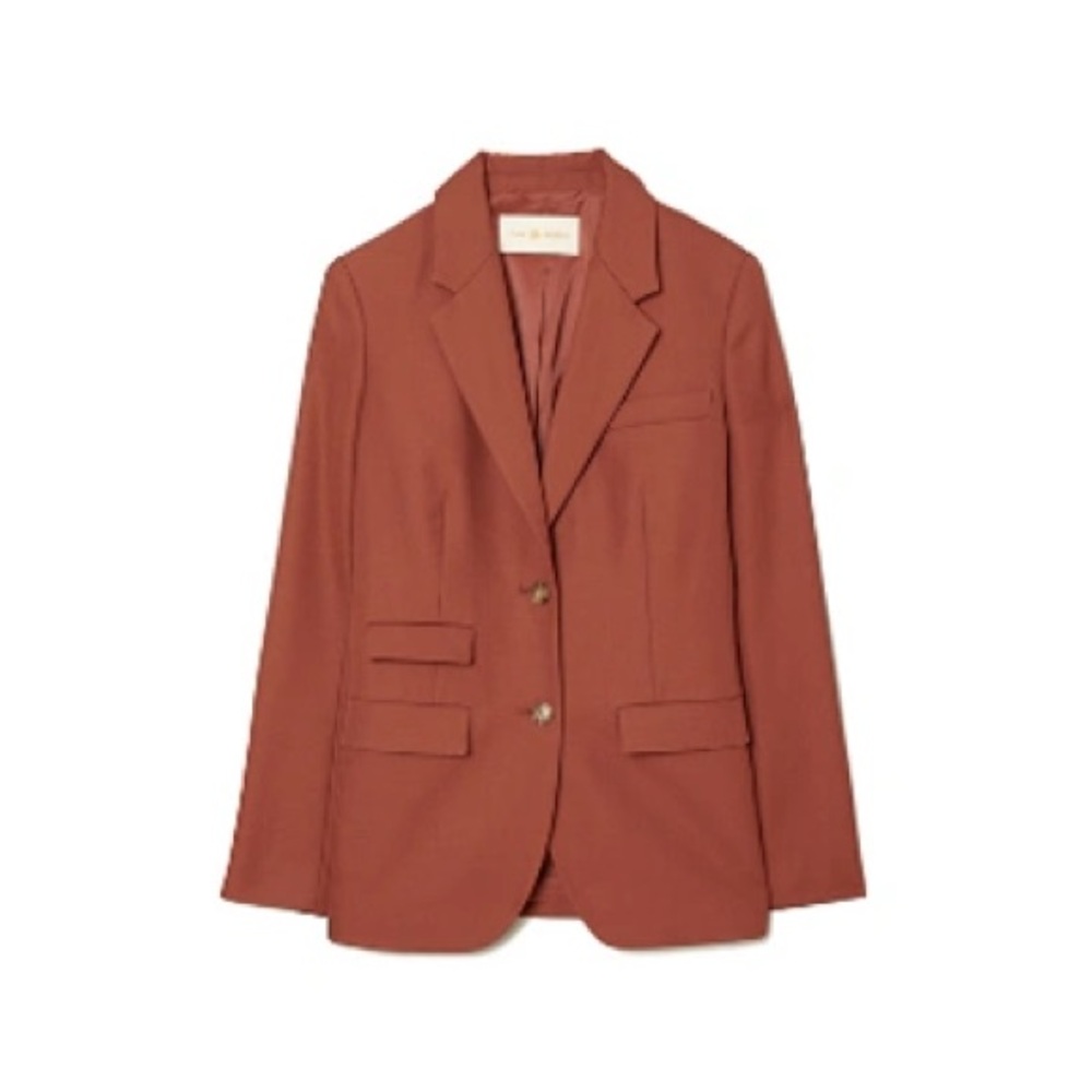 NEW Tory Burch Women’s Wool Single Breasted Blazer Dark Hickory Size 12 2-Button